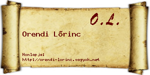 Orendi Lőrinc névjegykártya